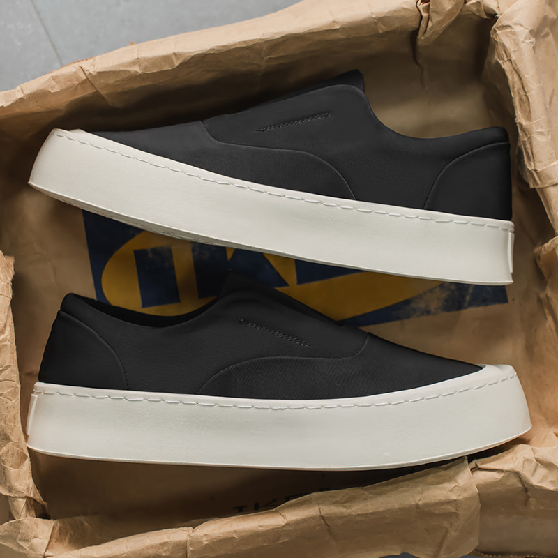 Zapatos casuales slip-on de lona con plataforma para hombre 4