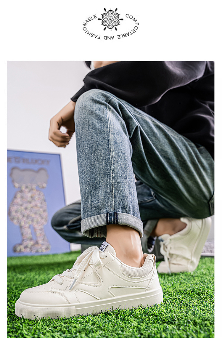 Men's Lace-Up PU Leather Casual Skate Shoes detail 3