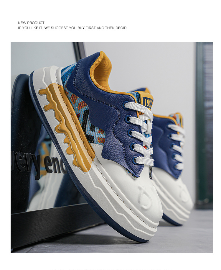 Men's Colorblock Lace-Up Platform Casual Sneakers detail 13