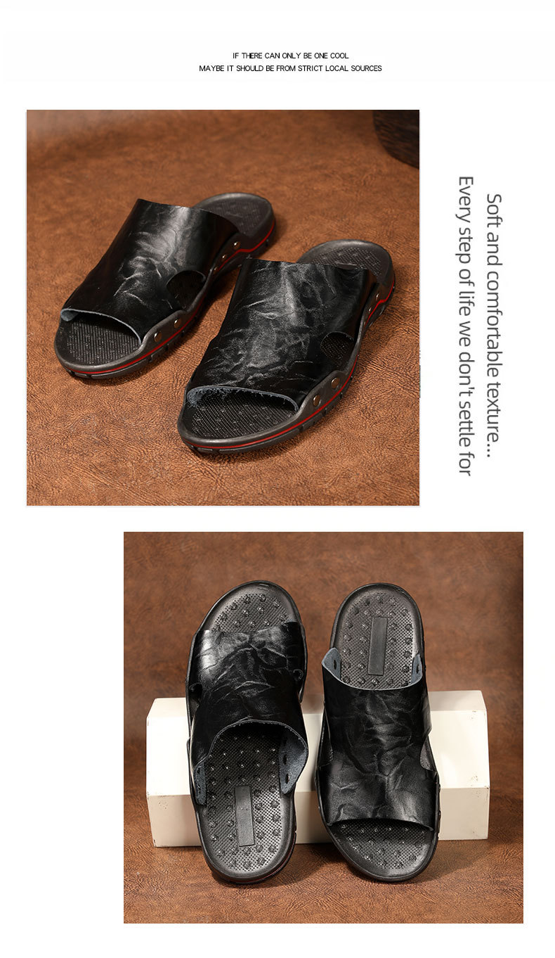 Men's Casual Non-Slip PU Leather Slide Slippers detail 6