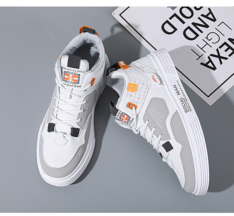 Men's Colorblock PU Leather Lace-Up Casual Shoes detail 8