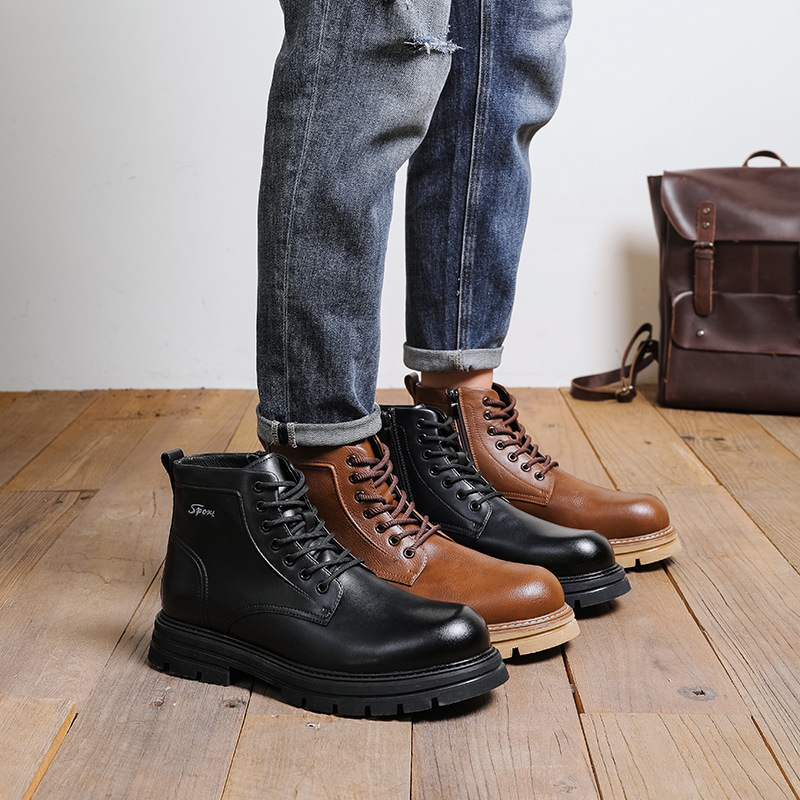 Rutschfeste Schnürstiefel aus Leder für Herren