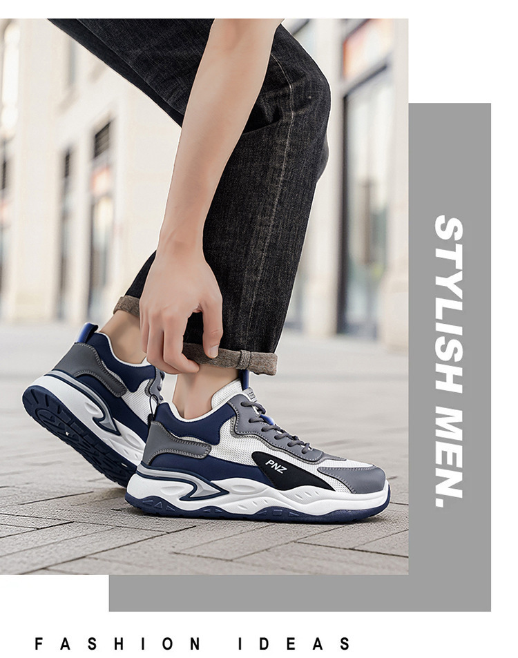 Sneakers casual da uomo traspiranti con plateau e colorblock detail 2