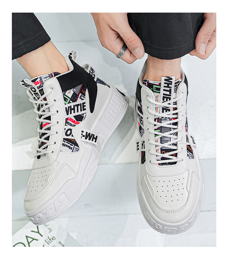 Sneakers alte da uomo stringate Scarpe casual da strada antiscivolo detail 6