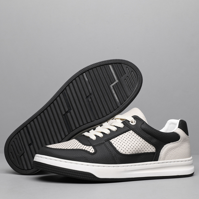Men's Leather Colorblock Lace-Up Casual Shoes 5