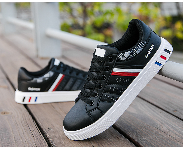 Chaussures casual à lacets à rayures en cuir PU pour hommes detail 11