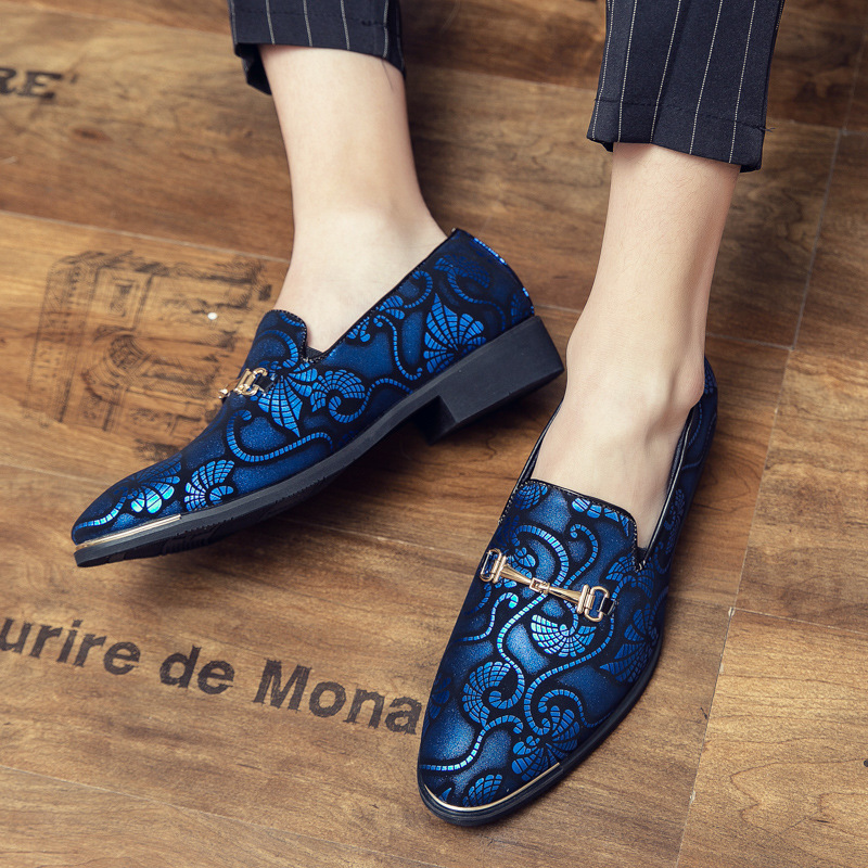 Elegante Herrenschuhe zum Hineinschlüpfen mit Blumenprint & spitzer Kappe