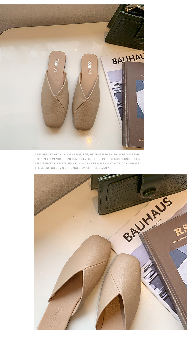 Dames instapschoenen met vierkante neus van PU-leer, platte schoenen detail 10