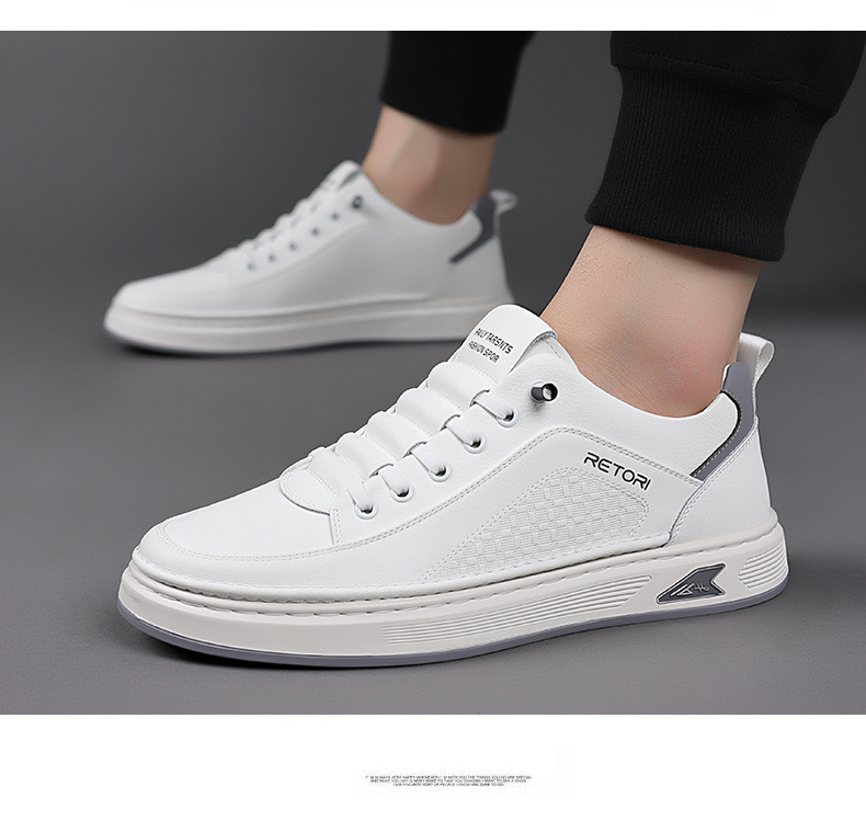 Atmungsaktive Leder-Freizeitschuhe für Herren mit Schnürung detail 4