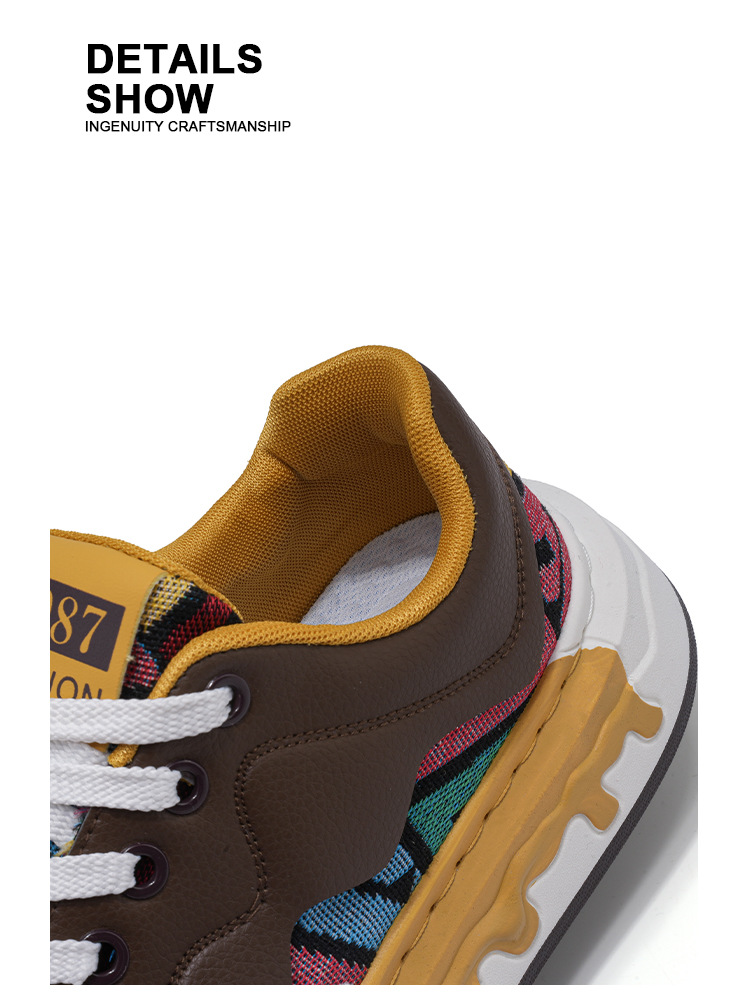 Men's Colorblock Lace-Up Platform Casual Sneakers detail 2