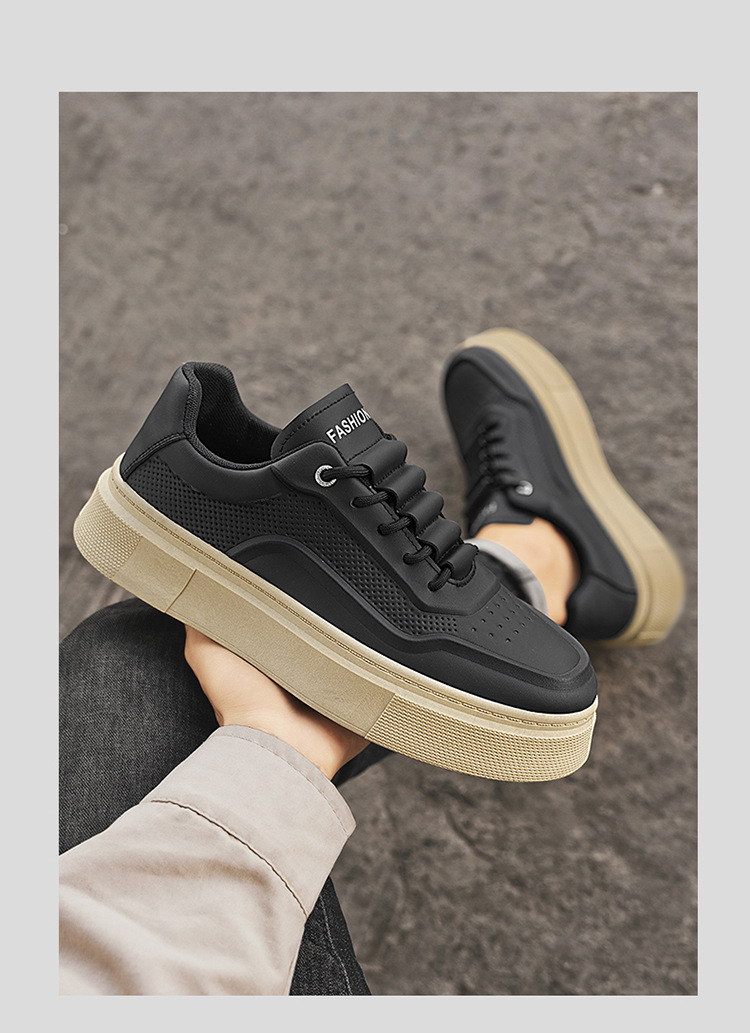 Klobige Schnür-Sneaker für Herren mit Plateausohle, Freizeitschuhe detail 8