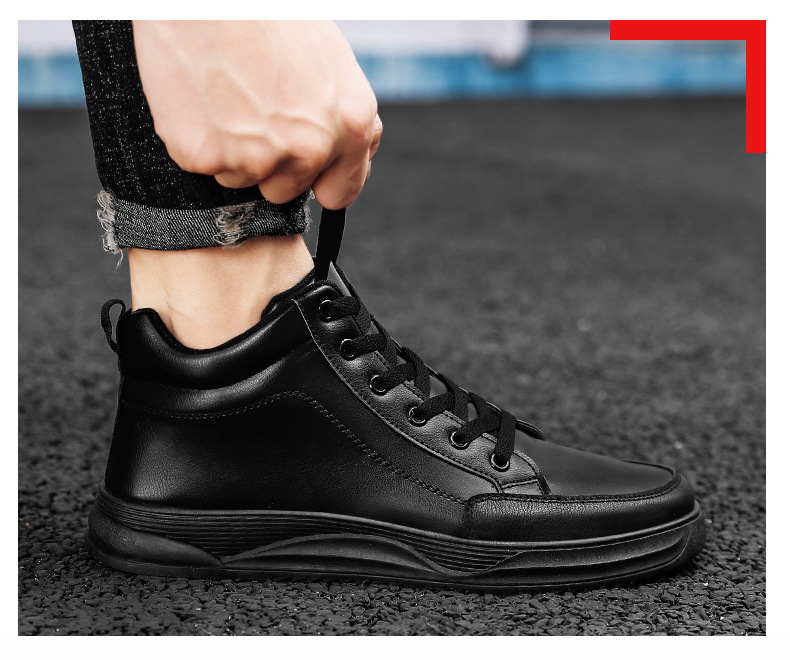 Einfarbige Schnür-Freizeitschuhe für Herren aus PU-Leder detail 3