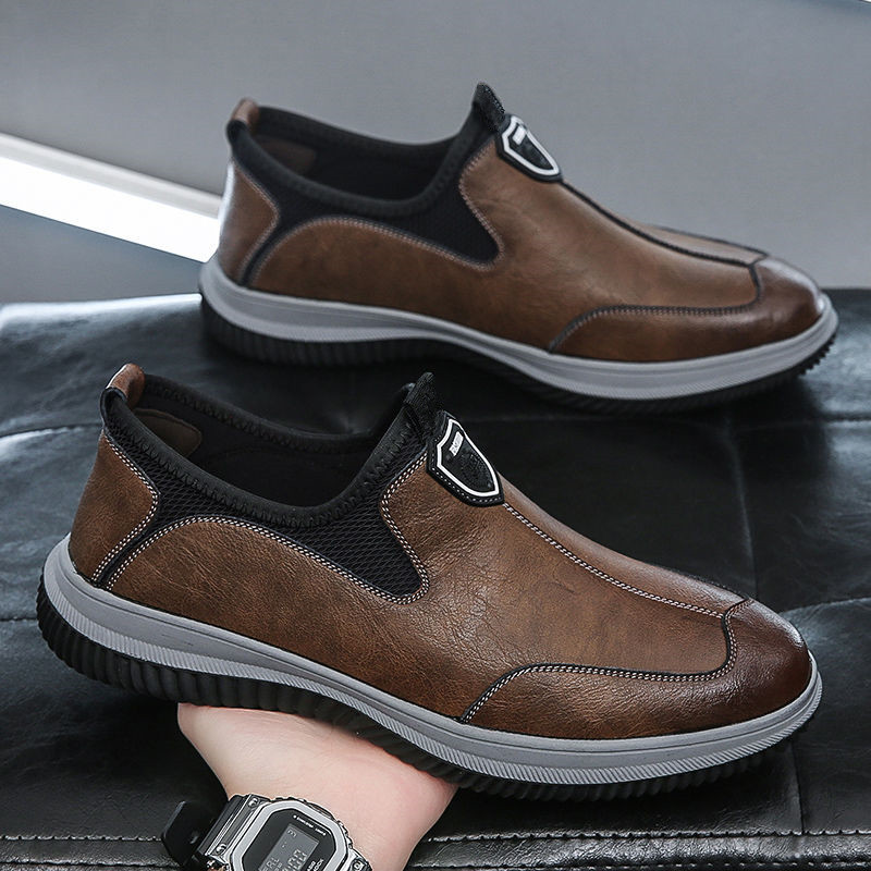 Bequeme Slip-On Freizeitschuhe für Herren aus PU-Leder mit weicher Sohle detail 12