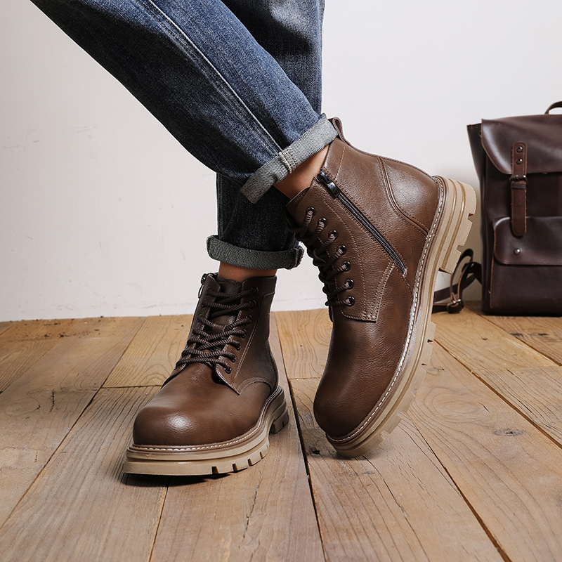 Rutschfeste Schnürstiefel aus Leder für Herren detail 10