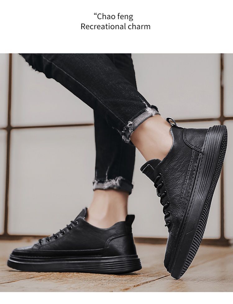Rutschfeste PU-Leder Freizeitschuhe für Herren mit Schnürung detail 2