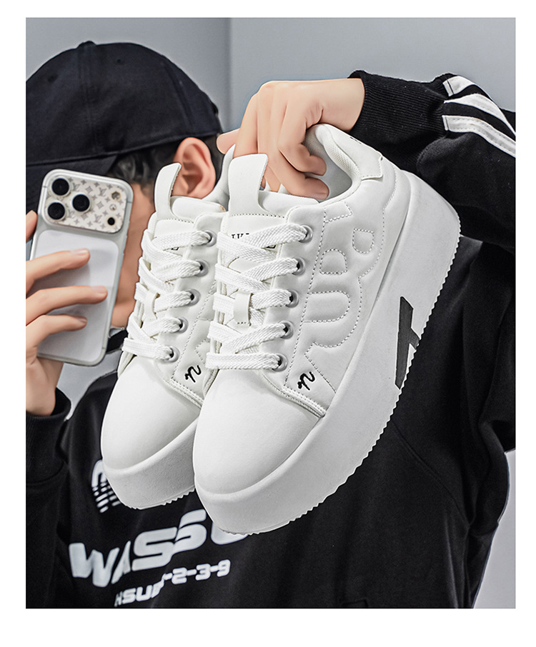 Chaussures casual à plateforme et lacets pour homme à semelle épaisse detail 5