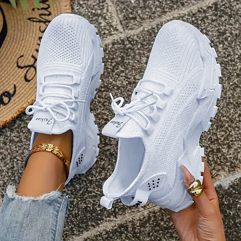 Ademende chunky platform sneakers voor dames van gebreid materiaal 2