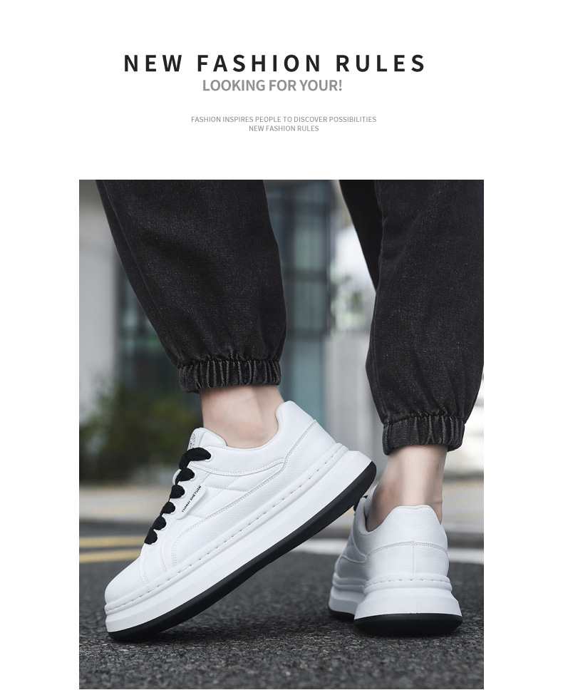 Herren Plateau-Freizeitschuhe aus PU-Leder zum Schnüren detail 14