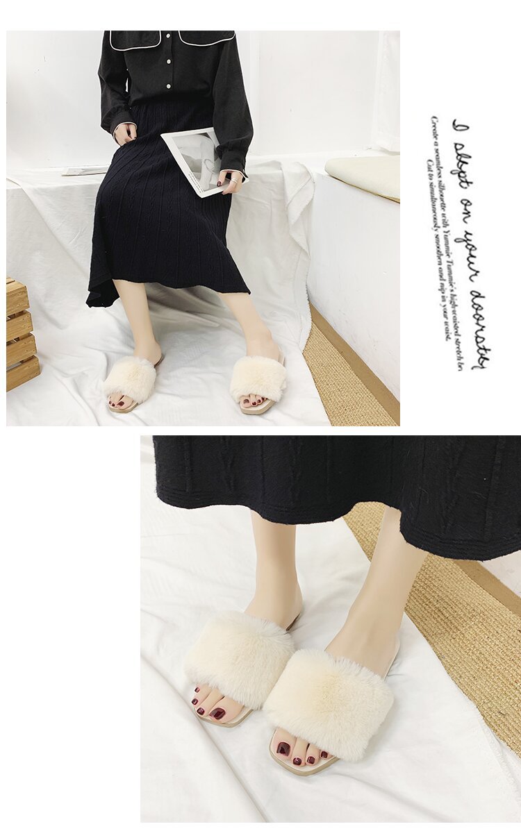 Pantofole Basse da Donna in Peluche con Punta Aperta detail 5