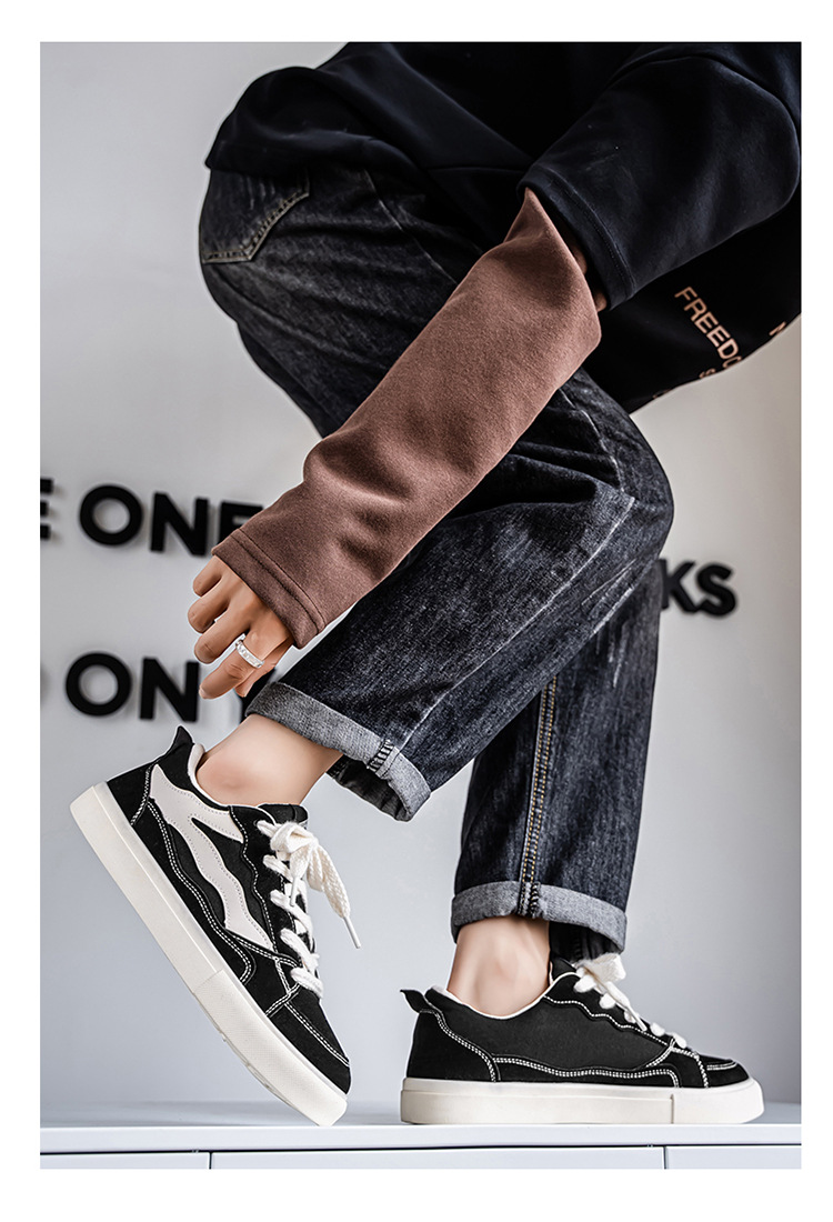Men's Colorblock Lace-Up Casual Skate Shoes detail 10