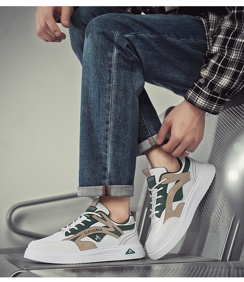 Scarpe casual da uomo stringate e traspiranti con design color block detail 7