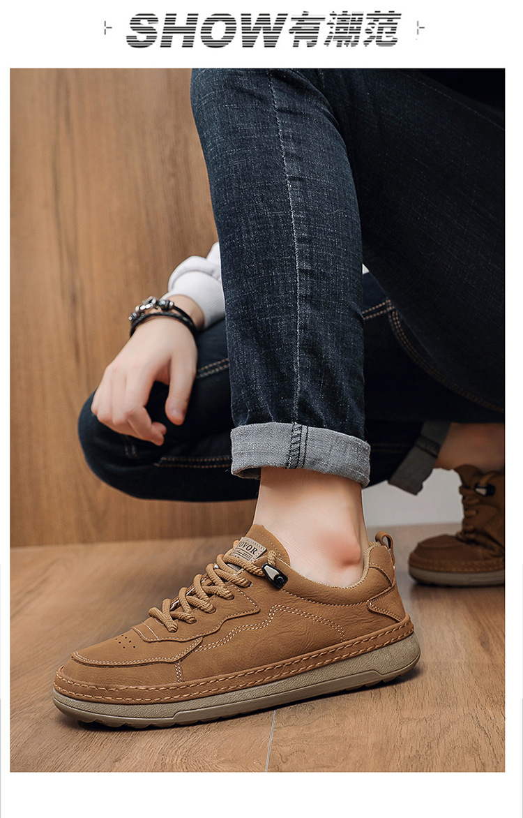 Herren Freizeitschuhe aus PU-Leder mit Schnürung & rutschfester Sohle detail 9