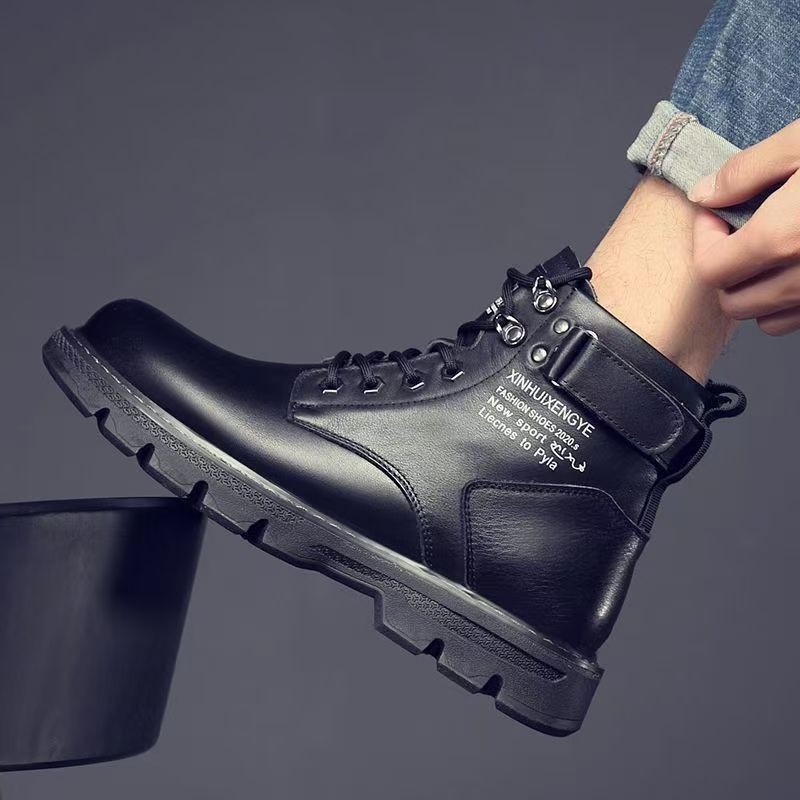 Botas de cuero con cordones antideslizantes estilo urbano hombre 5