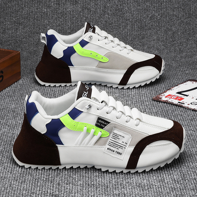 Scarpe casual da uomo traspiranti stringate con plateau e motivo color block 4