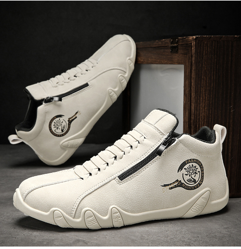 Herren-Freizeitschuhe aus Leder mit Reißverschluss und weicher Sohle detail 2
