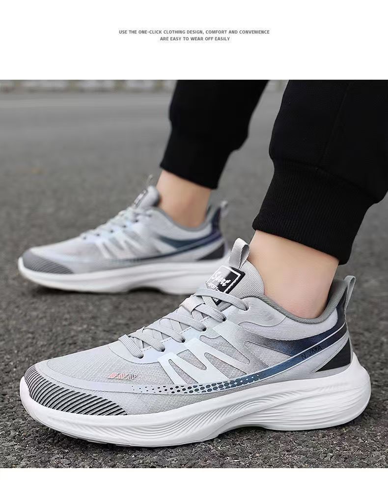 Men's Breathable Mesh Lace-Up Running Shoes detail 9