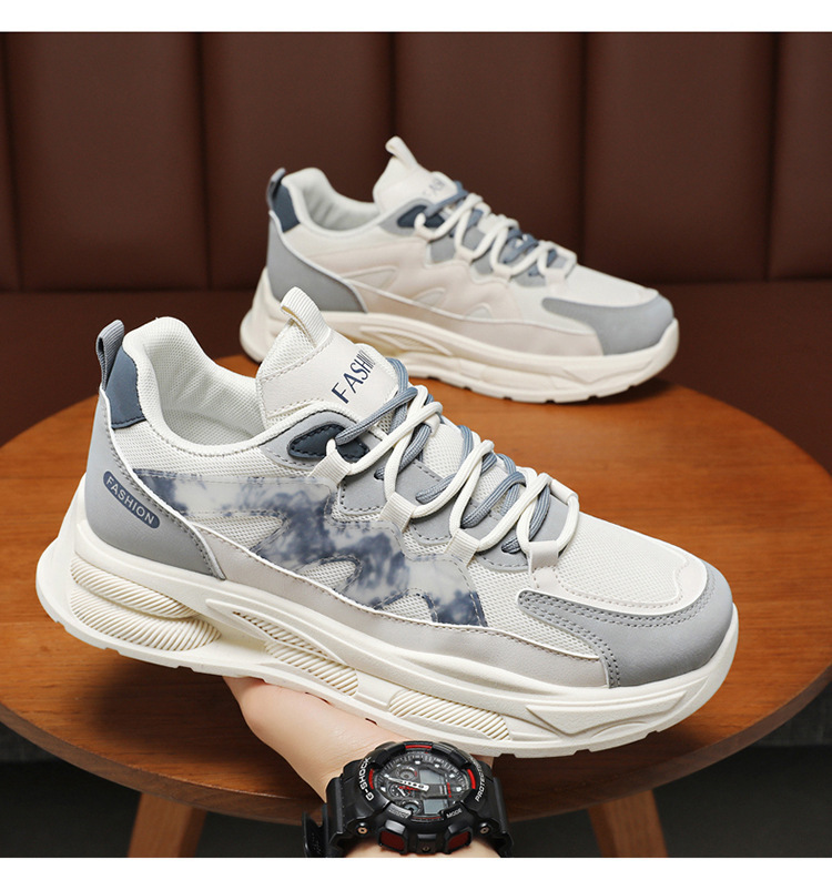 Sneakers casual da uomo traspiranti con plateau e motivo color block detail 7