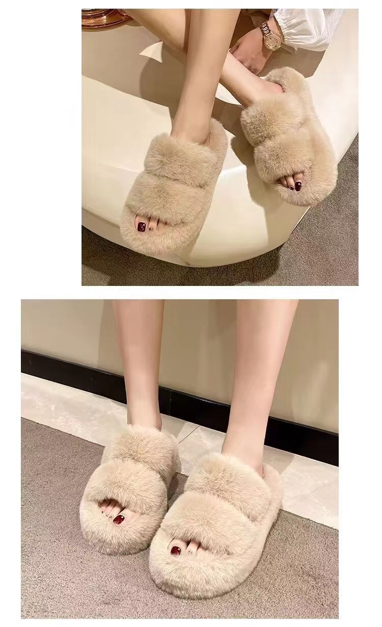 Chaussons douillets en peluche à bout ouvert pour femme detail 6