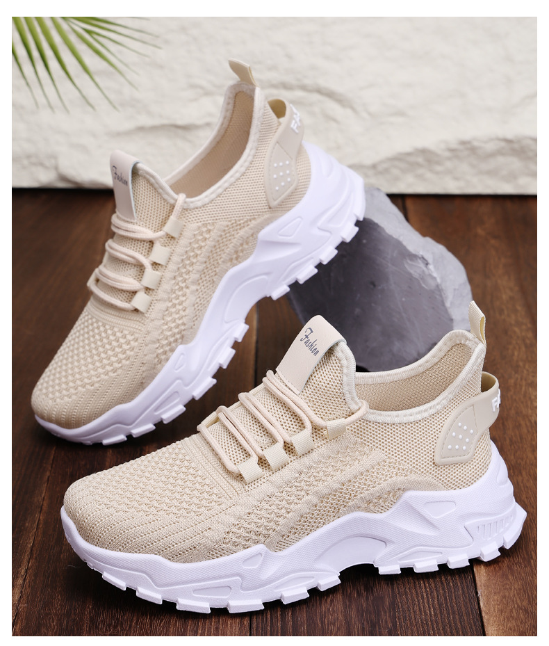 Ademende chunky platform sneakers voor dames van gebreid materiaal detail 6