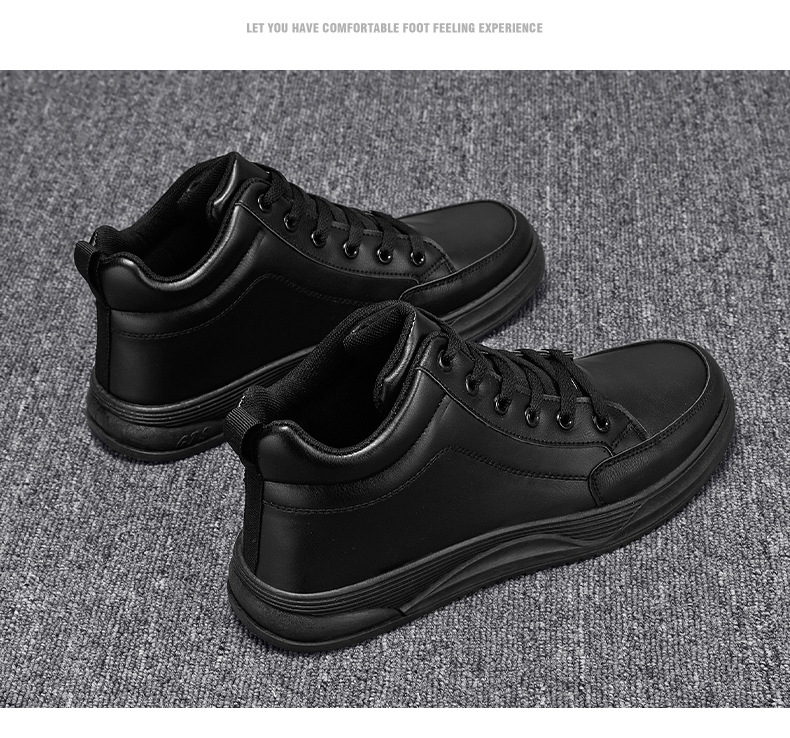 Einfarbige Schnür-Freizeitschuhe für Herren aus PU-Leder detail 8