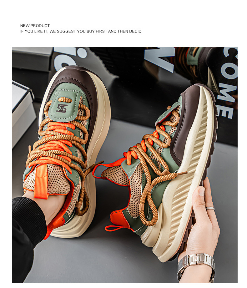 Atmungsaktive Plateau-Freizeitschuhe für Herren mit Schnürung detail 13