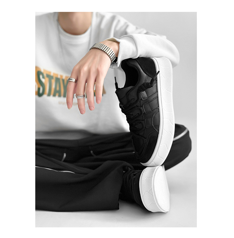 Men's Platform Lace-Up Colorblock Casual Shoes detail 7