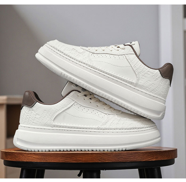 Sneakers casual da uomo stringate con plateau in pelle PU detail 12