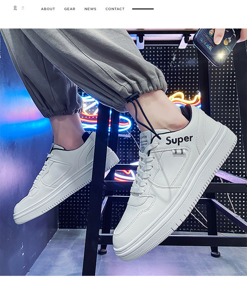 Lage vetersneakers voor heren van PU-leer detail 10