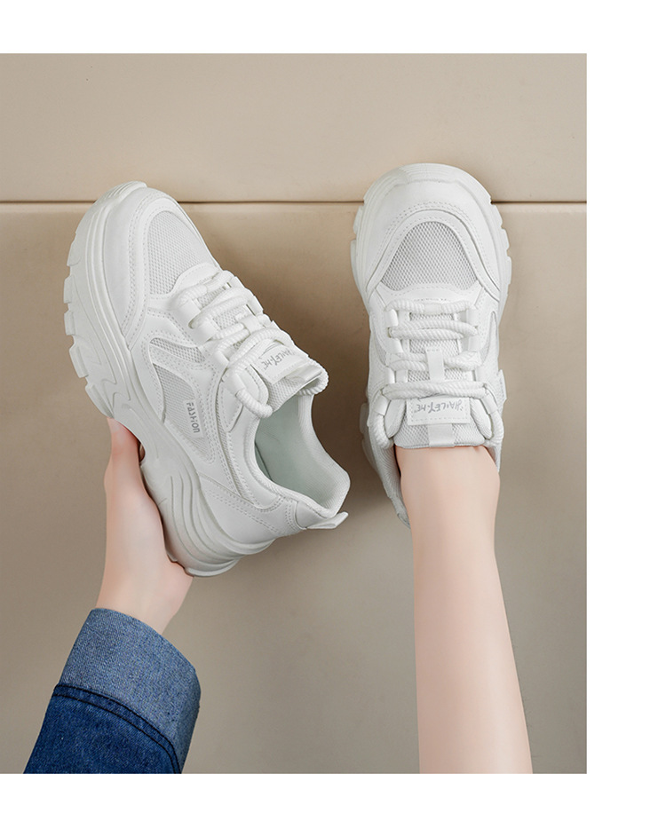 Atmungsaktive Plateau-Sneaker für Damen mit dicker Sohle detail 3