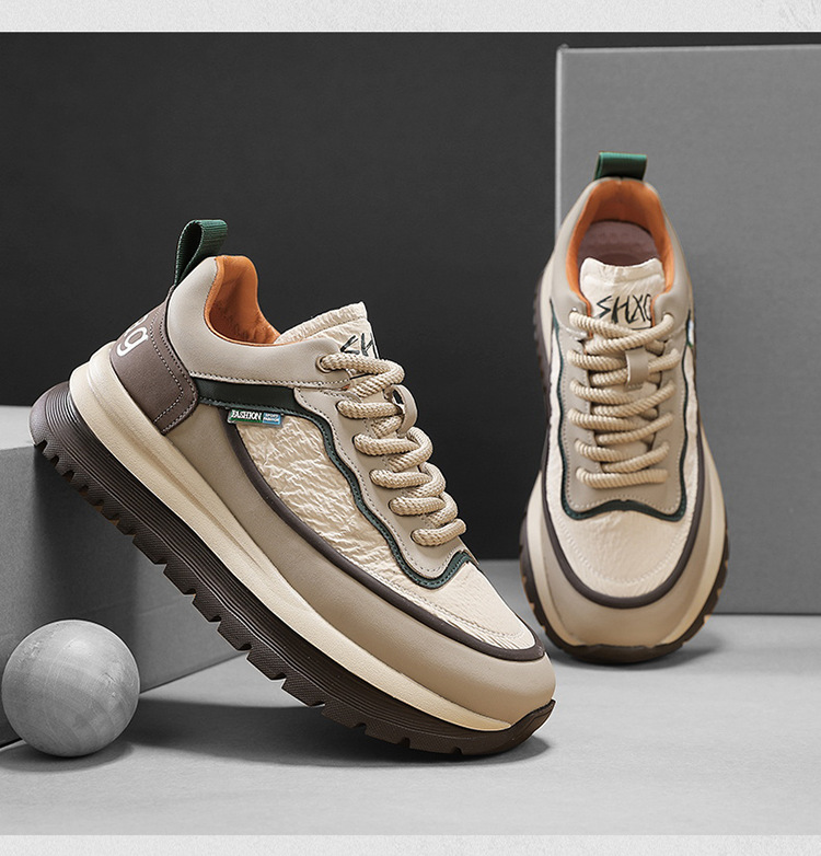 Men's Colorblock Platform Lace-Up Casual Shoes detail 10