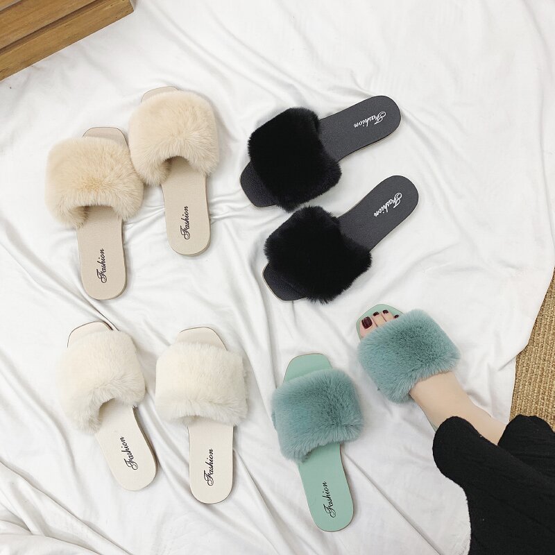 Pantofole Basse da Donna in Peluche con Punta Aperta 2
