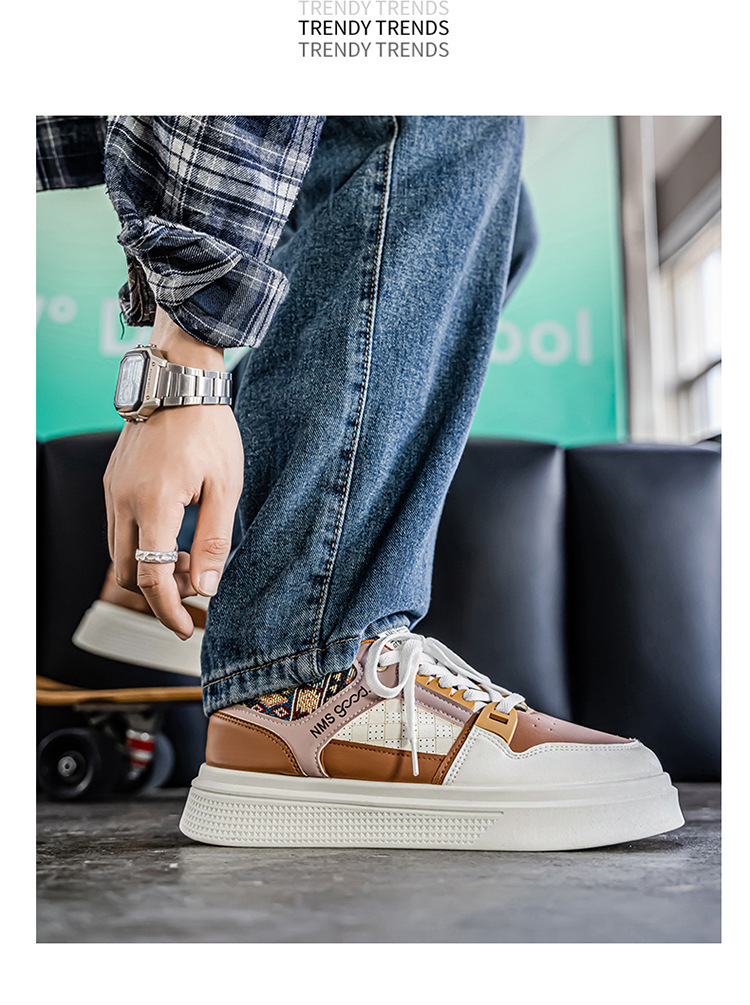 Baskets casual à plateforme et lacets pour hommes style color-block detail 19