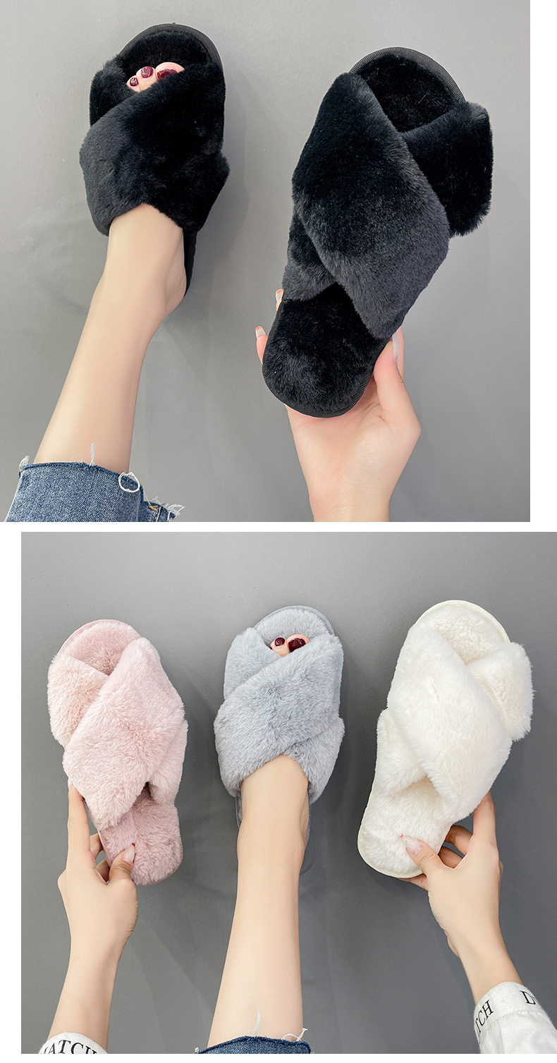 Pantuflas de felpa suaves para mujer con puntera abierta detail 4