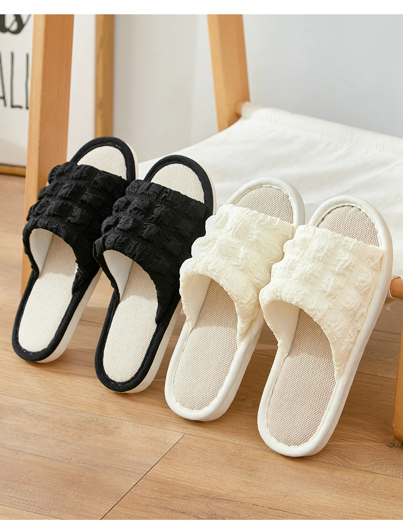 Women's Breathable Linen Open-Toe Slippers detail 4