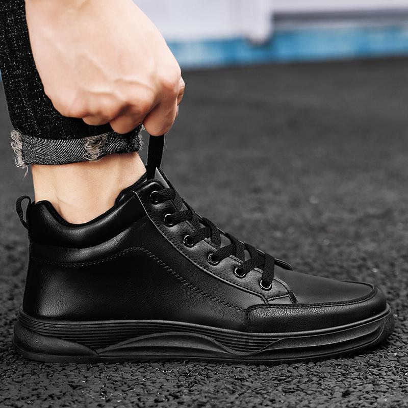 Einfarbige Schnür-Freizeitschuhe für Herren aus PU-Leder 4