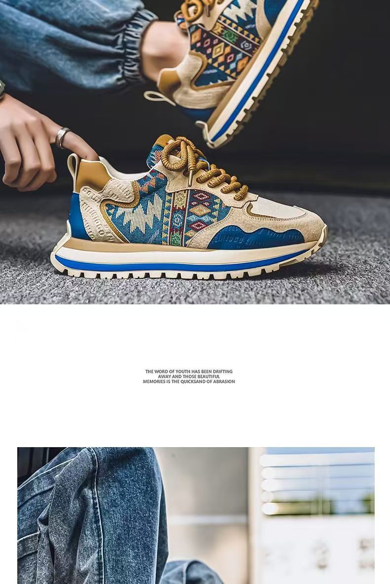 Casual herenschoenen met veters en etnisch patroon detail 8