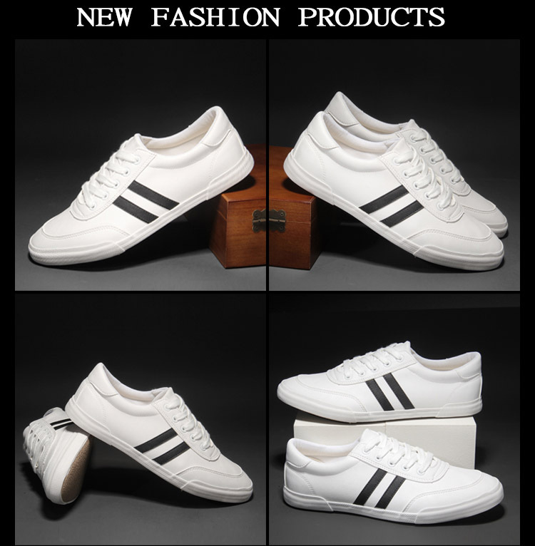 Men's PU Leather Striped Lace-Up Casual Shoes detail 4