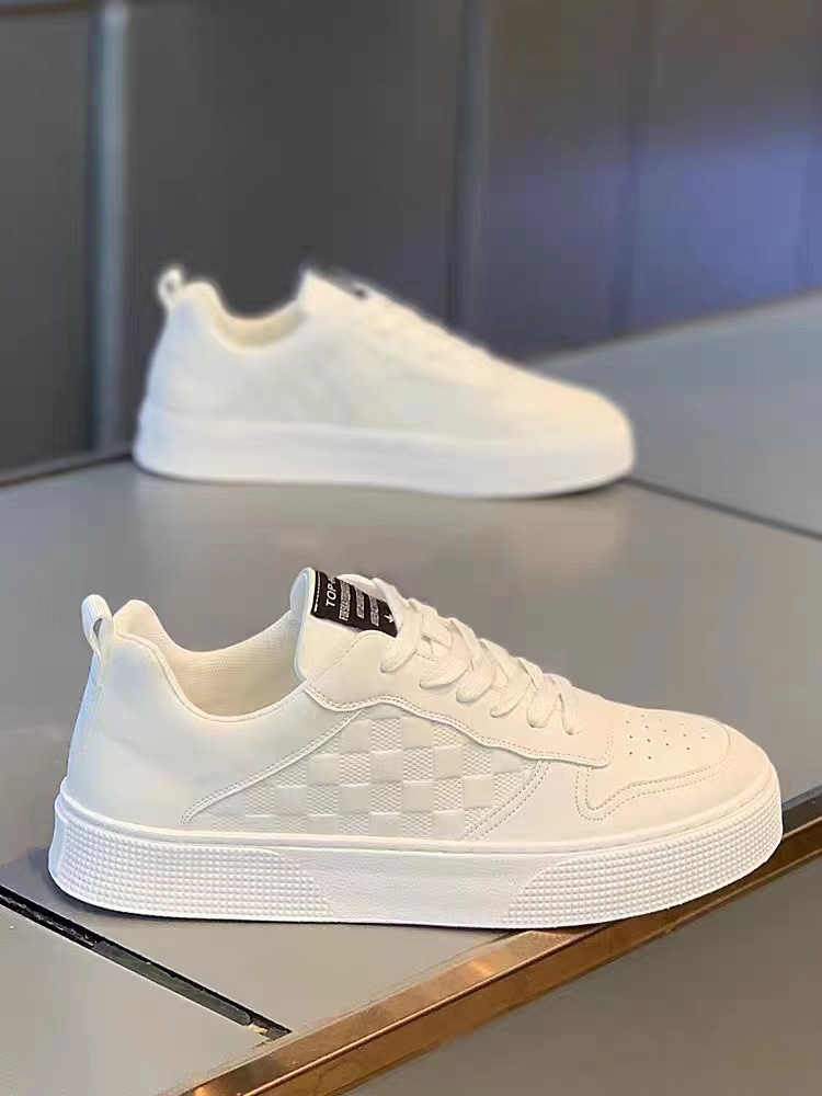 Unisex Lace-Up PU Leather Casual Sneakers detail 1