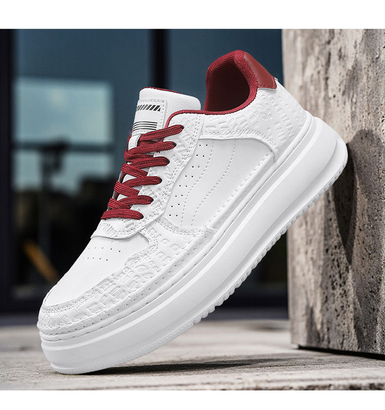 Sneakers casual da uomo stringate con plateau in pelle PU detail 13