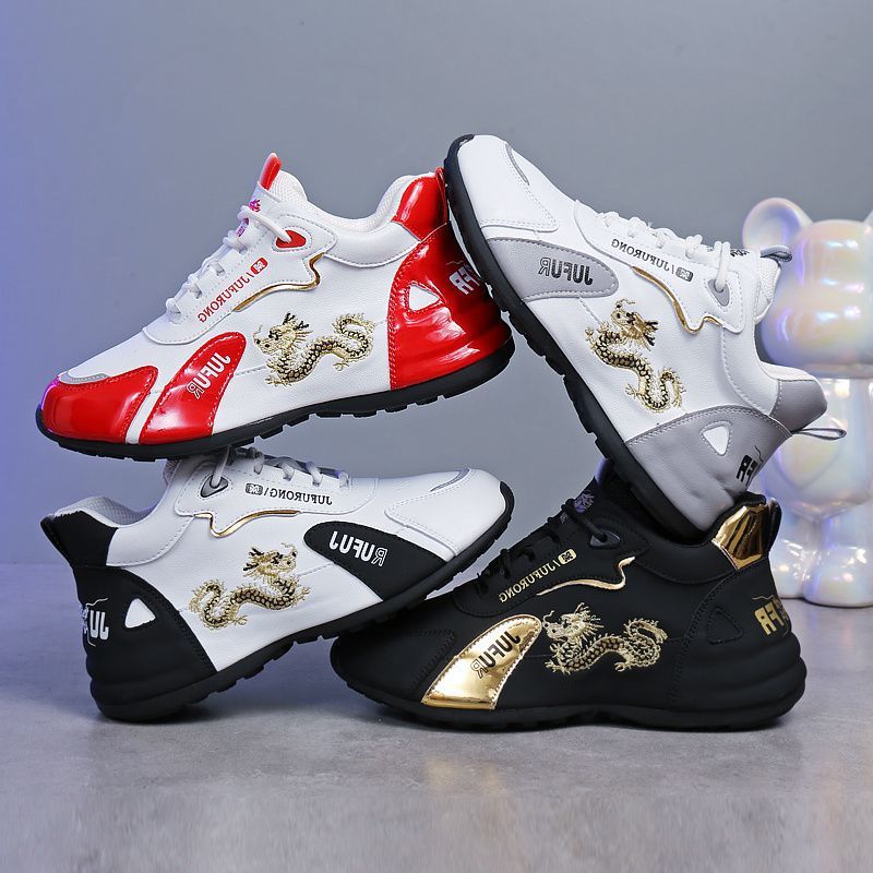 Herren Freizeitschuhe Sneaker zum Schnüren mit Drachenstickerei 3